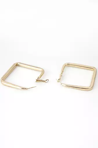 Gold plated square shape contemporary hoop earrings