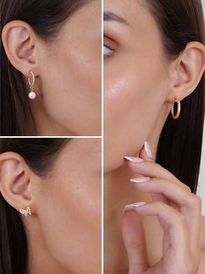 Gold plated set of 3 contemporary earrings set 2