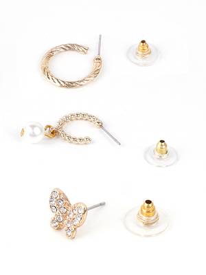 Gold plated set of 3 contemporary earrings set 4