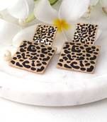 Gold plated animal print drop earrings