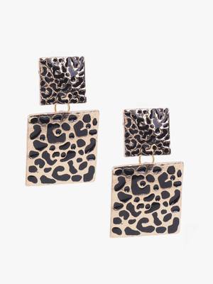 Gold plated animal print drop earrings 3
