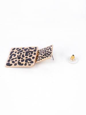 Gold plated animal print drop earrings 4