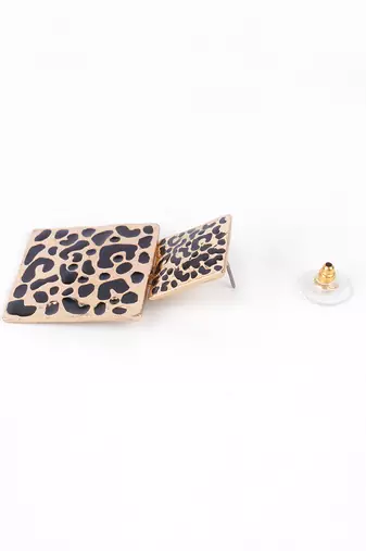 Gold plated animal print drop earrings