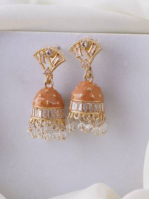 Gold plated meenakari jhumki earrings 1