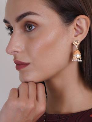 Gold plated meenakari jhumki earrings 2