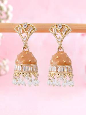 Gold plated meenakari jhumki earrings 4