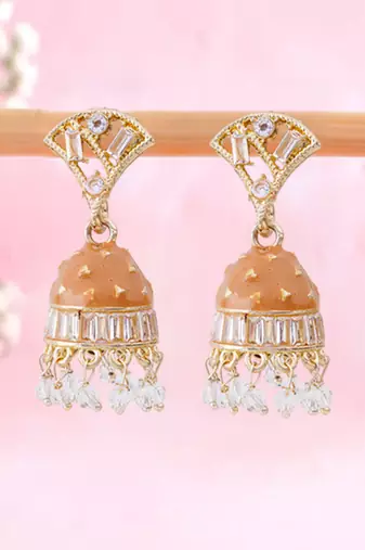 Gold plated meenakari jhumki earrings