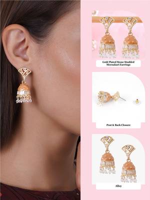 Gold plated meenakari jhumki earrings 5