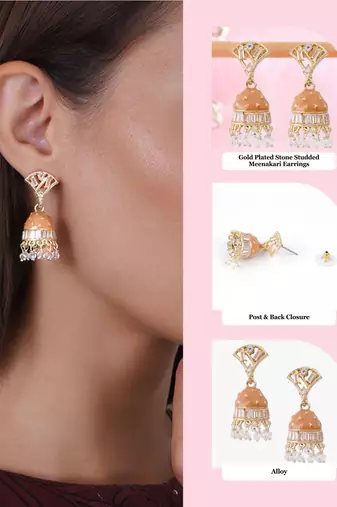 Gold plated meenakari jhumki earrings
