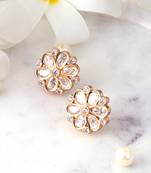 Gold-plated floral kundan studs earrings