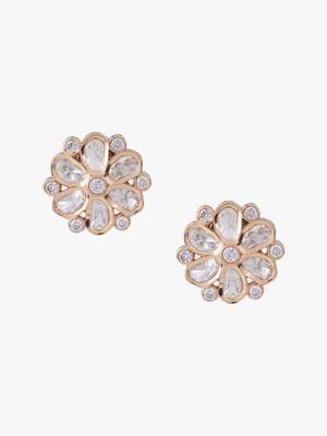 Gold-plated floral kundan studs earrings 3