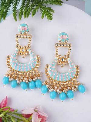 Gold plated traditional meenakari dangler earrings 1