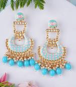 Gold plated traditional meenakari dangler earrings