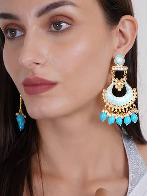 Gold plated traditional meenakari dangler earrings 2