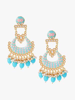 Gold plated traditional meenakari dangler earrings 3
