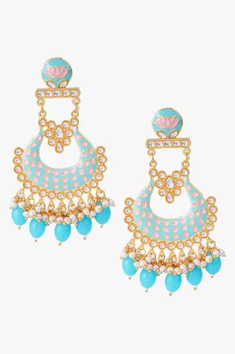 Gold plated traditional meenakari dangler earrings