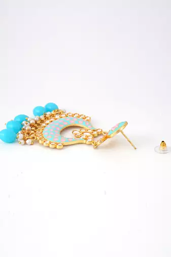 Gold plated traditional meenakari dangler earrings