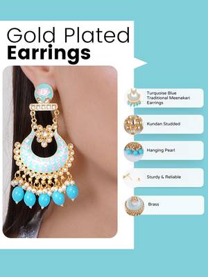 Gold plated traditional meenakari dangler earrings 5