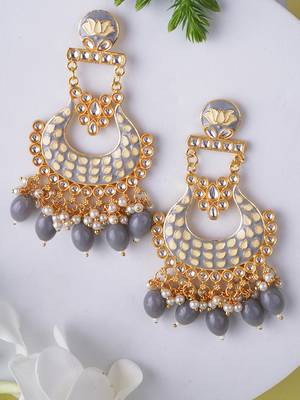Gold plated traditional meenakari dangler earrings 1