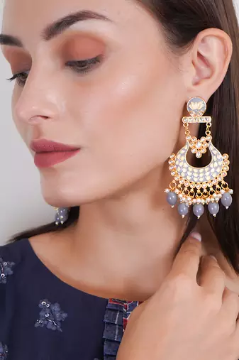 Gold plated traditional meenakari dangler earrings