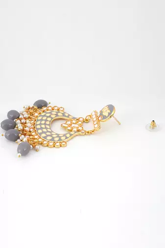 Gold plated traditional meenakari dangler earrings