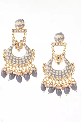 Gold plated traditional meenakari dangler earrings