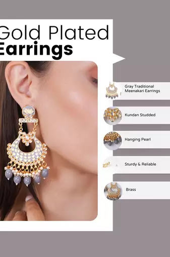 Gold plated traditional meenakari dangler earrings