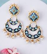 Gold plated elegant meenakari pearl dangler earrings