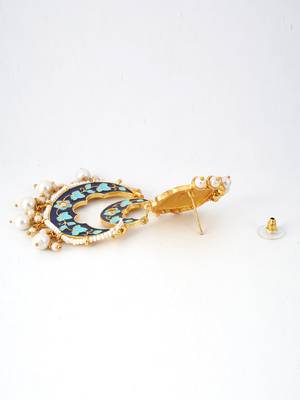 Gold plated elegant meenakari pearl dangler earrings 4