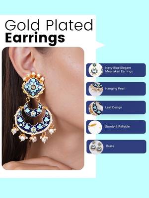 Gold plated elegant meenakari pearl dangler earrings 5