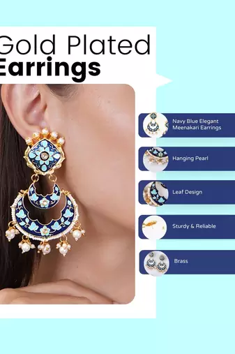Gold plated elegant meenakari pearl dangler earrings