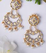 Gold plated elegant meenakari pearl dangler earrings
