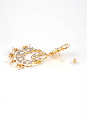 Gold plated elegant meenakari pearl dangler earrings 4