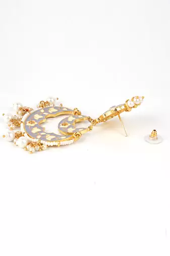 Gold plated elegant meenakari pearl dangler earrings