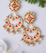 Gold plated elegant meenakari pearl dangler earrings