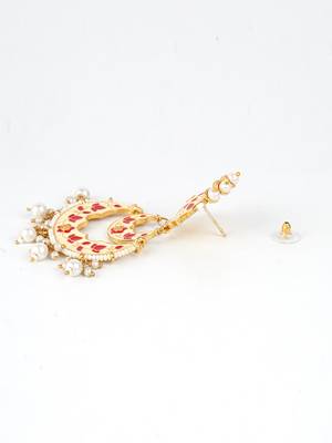Gold plated elegant meenakari pearl dangler earrings 4