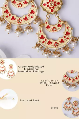 Gold plated elegant meenakari pearl dangler earrings