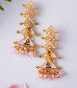 Gold plated classic meenakari pearl dangler earrings