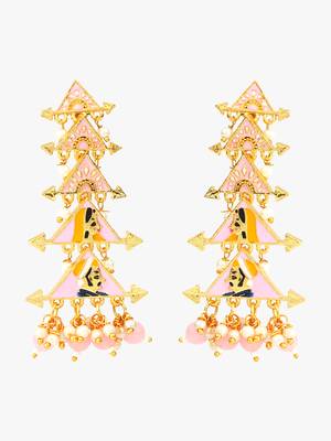 Gold plated classic meenakari pearl dangler earrings 3