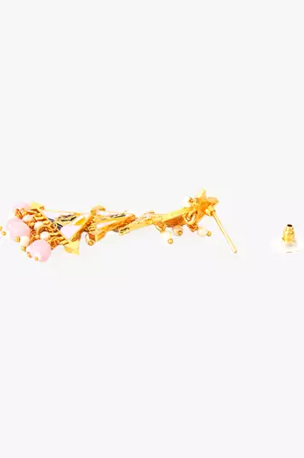 Gold plated classic meenakari pearl dangler earrings