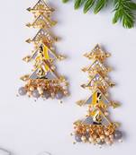 Gold plated classic meenakari pearl dangler earrings