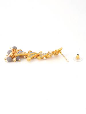 Gold plated classic meenakari pearl dangler earrings 4