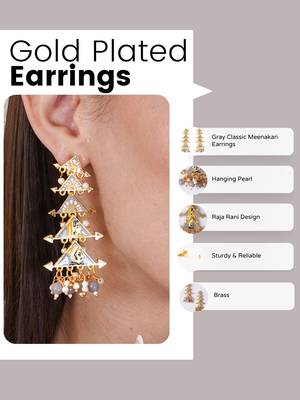 Gold plated classic meenakari pearl dangler earrings 5
