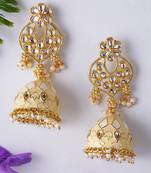 Gold plated traditional meenakari kundan jhumkas