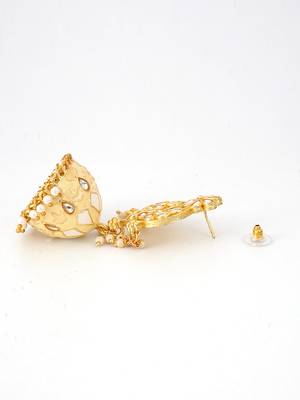 Gold plated traditional meenakari kundan jhumkas 4