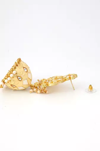Gold plated traditional meenakari kundan jhumkas