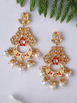 Gold plated traditional meenakari dangler earrings 1