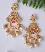 Gold plated traditional meenakari dangler earrings