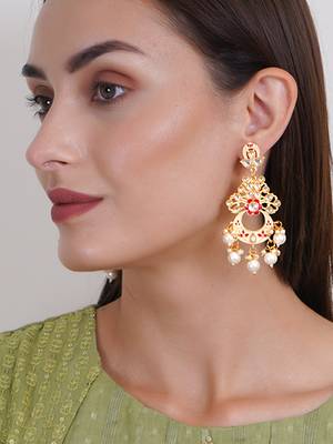 Gold plated traditional meenakari dangler earrings 2
