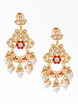 Gold plated traditional meenakari dangler earrings 3